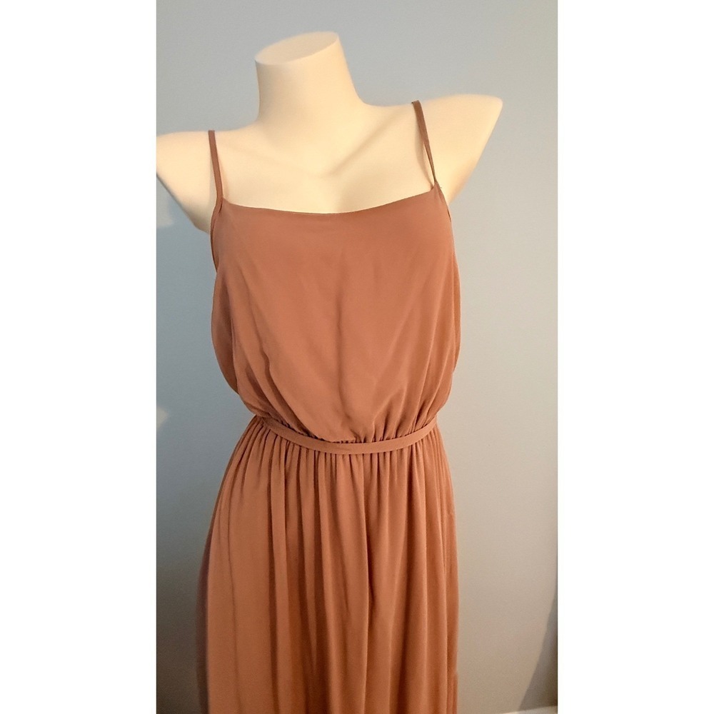 XXI Forever 21 Chiffon Maxi Slip Dress Sz S Backless Cutout Boho Summer - Picture 9 of 13